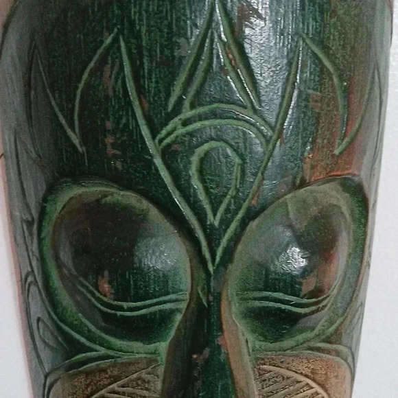 19×6 Vintage African tribe carved wood mask..unique - Picture 5 of 6